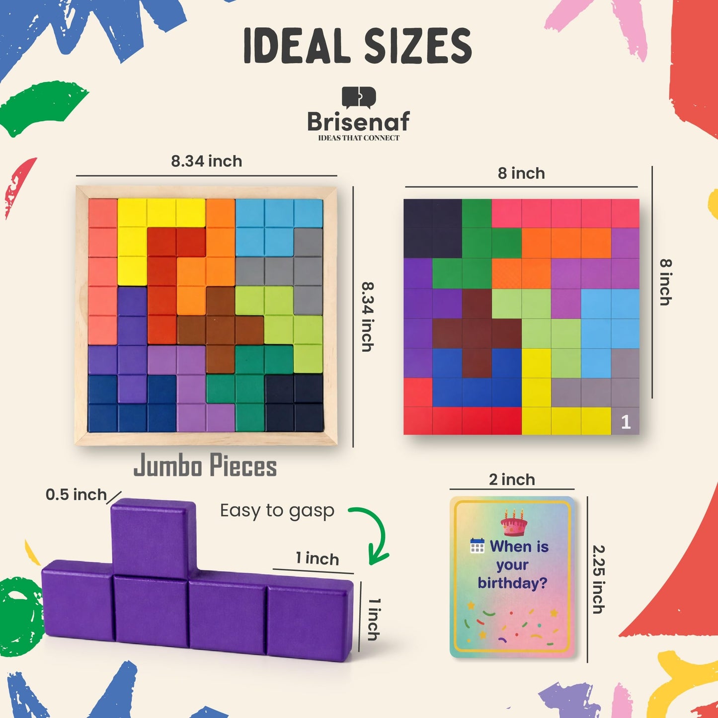 Dementia Activities for Seniors, 2 in 1 Cognitive Games for Elderly: Tile Matching Puzzle & Memory Q&A, 15 Wooden Blocks, 26 Templates, Alzheimer's