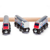 Maxim Enterprise, inc. Double Decker Wooden Train Set of 2 Engines & 1 Passenger Car, Multi-Level Commuter Transit Toy, Compatible with Thomas
