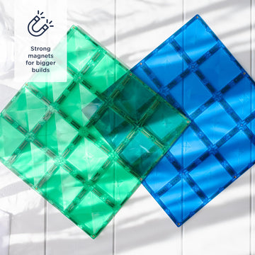 CONNETIX Magnetic Tiles Rainbow Blue & Green Base Plate Pack, 2 Pieces