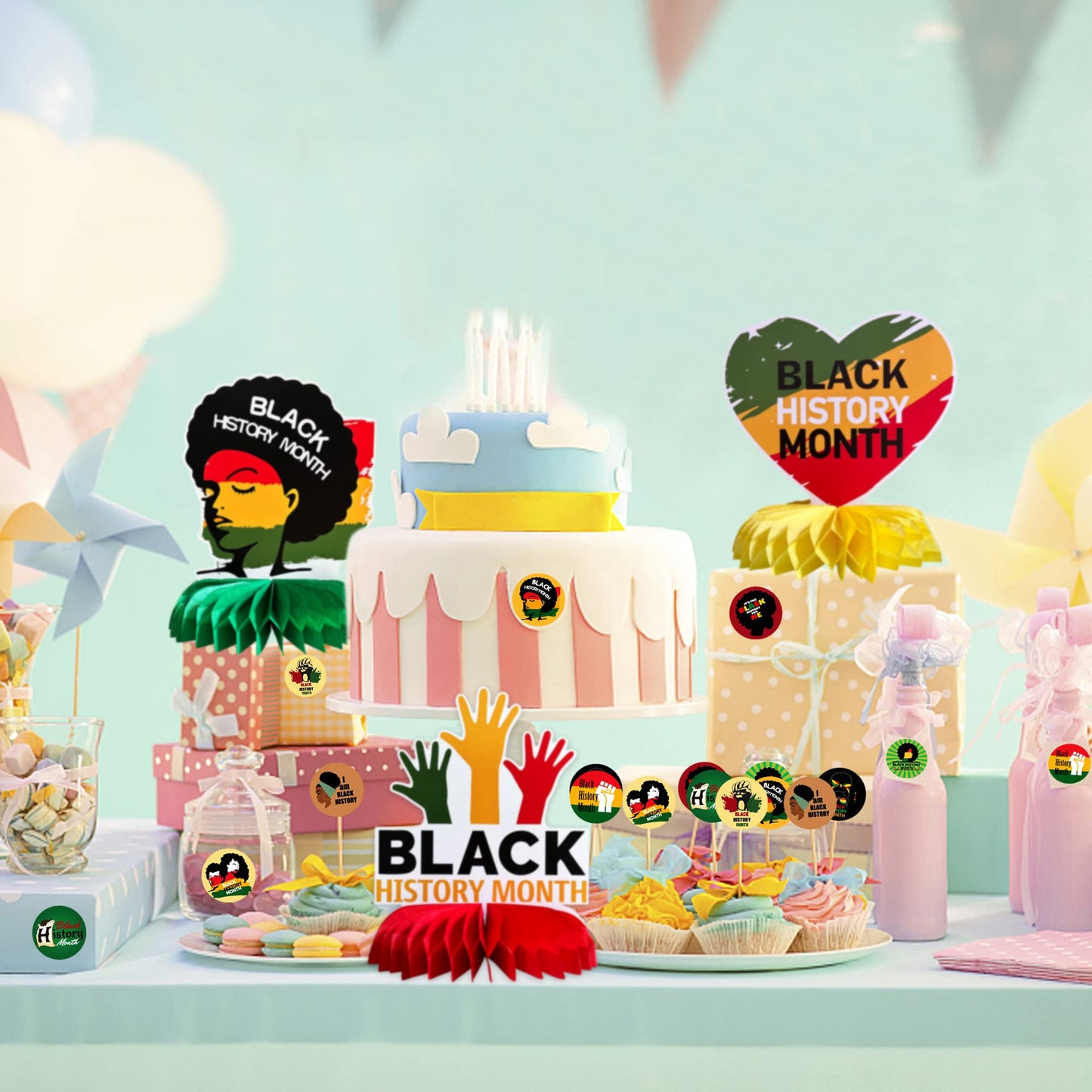 6 Packs Black History Month Party Supplies Honeycomb Centerpieces