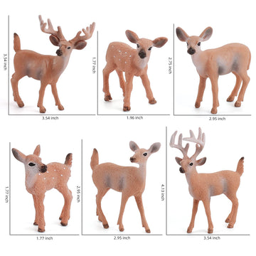 Woodland Wild Animals Toy Playset White Tail Deer Figurines Toys Christmas Scene Decoration Cake Tooper Decoration Accessory Cognitive Toys for Kids 6