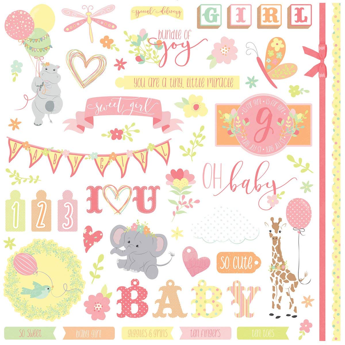 About A Little Girl Stickers 12"X12"-Elements