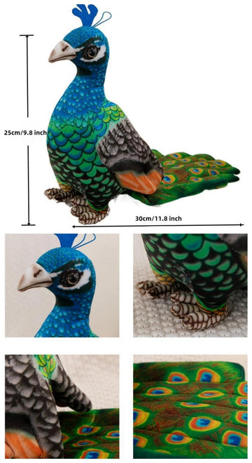Xshelley 9.8inch Realistic Peacock Plush Toy,Cute Peacock Stuffed Animal Doll Peacock Plush Birthday Gift Home Decoration