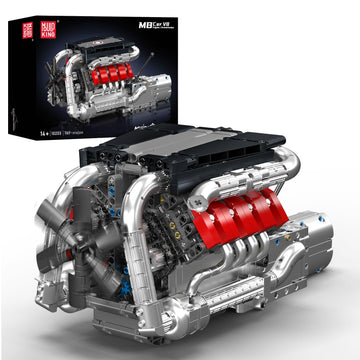 Mould King 10203 V8 Engine Model Kit that Works - Build Your Own Mini Engine Build Blocks, STEM Mechanic Engineering Construction, Car Engine Replica