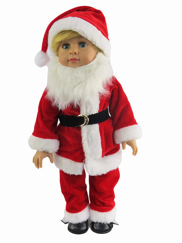American Fashion World Santa Claus Christmas Outfit for 18-Inch Dolls | Premium Quality & Trendy Design | Dolls Clothes | Outfit Fashions for Dolls