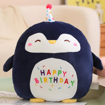 Litence Cute Penguin Plush Stuffed Animal Soft Happy Birthday Plushies Pillow Toy Gifts for Boys and Girls Home Decor