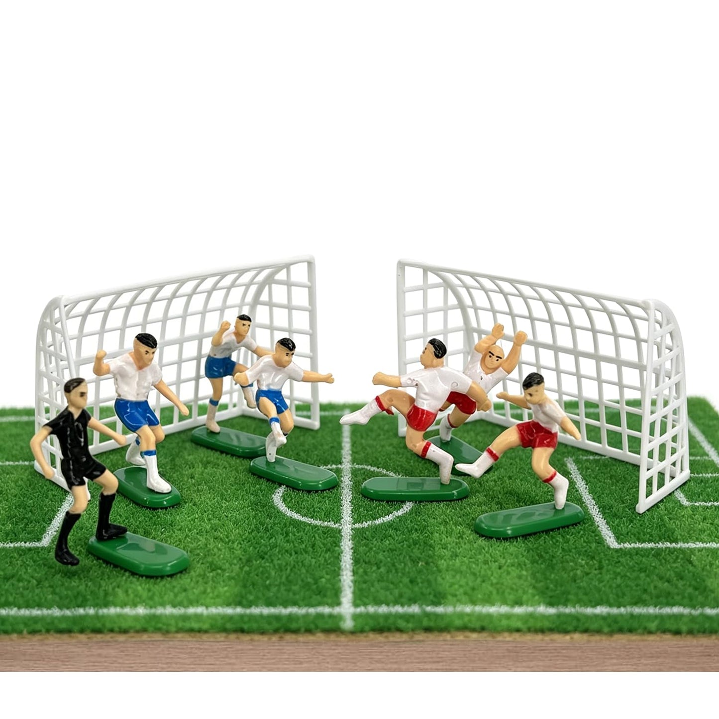 14PCS Soccer Cake Topper Decorations Set with Soccer Ball Cupcake Toppers and Player Figures for Soccer Birthday Party Sport Theme Supplies