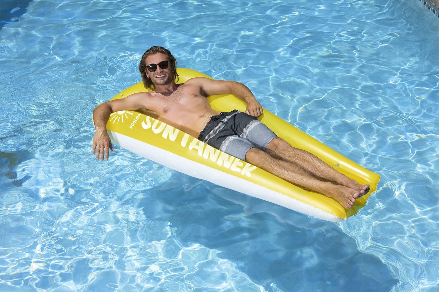 Poolmaster Suntanner Inflatable Swimming Pool Float Mattress, Surprise Color