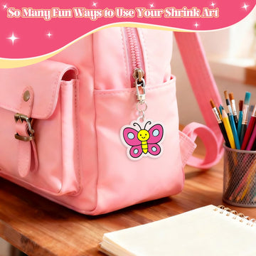 NewFamily 51Pcs Shrink Art Kit for Kids, 36 Pre-Cut Shrink Plastic Charms with 15 Charm Accessories, No-Mess DIY Jewelry Making Craft Set for Girls