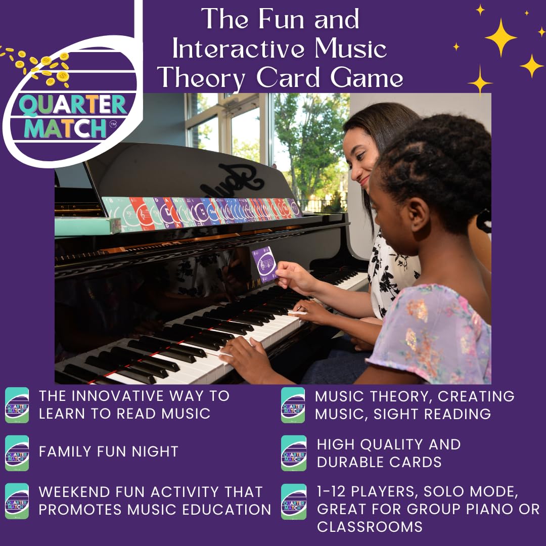 QUARTER MATCH A Fun, Interactive Music Theory Card Game for Kids, Teens, and Adults - 142 Cards - for Piano, Voice, Guitar, Violin, Percussion,