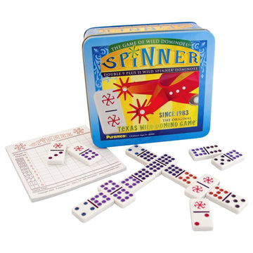 University Games, Spinner Game of Wild Dominoes in On-the-go Travel Tin , for 2 to 8 Players Ages 6 and Up