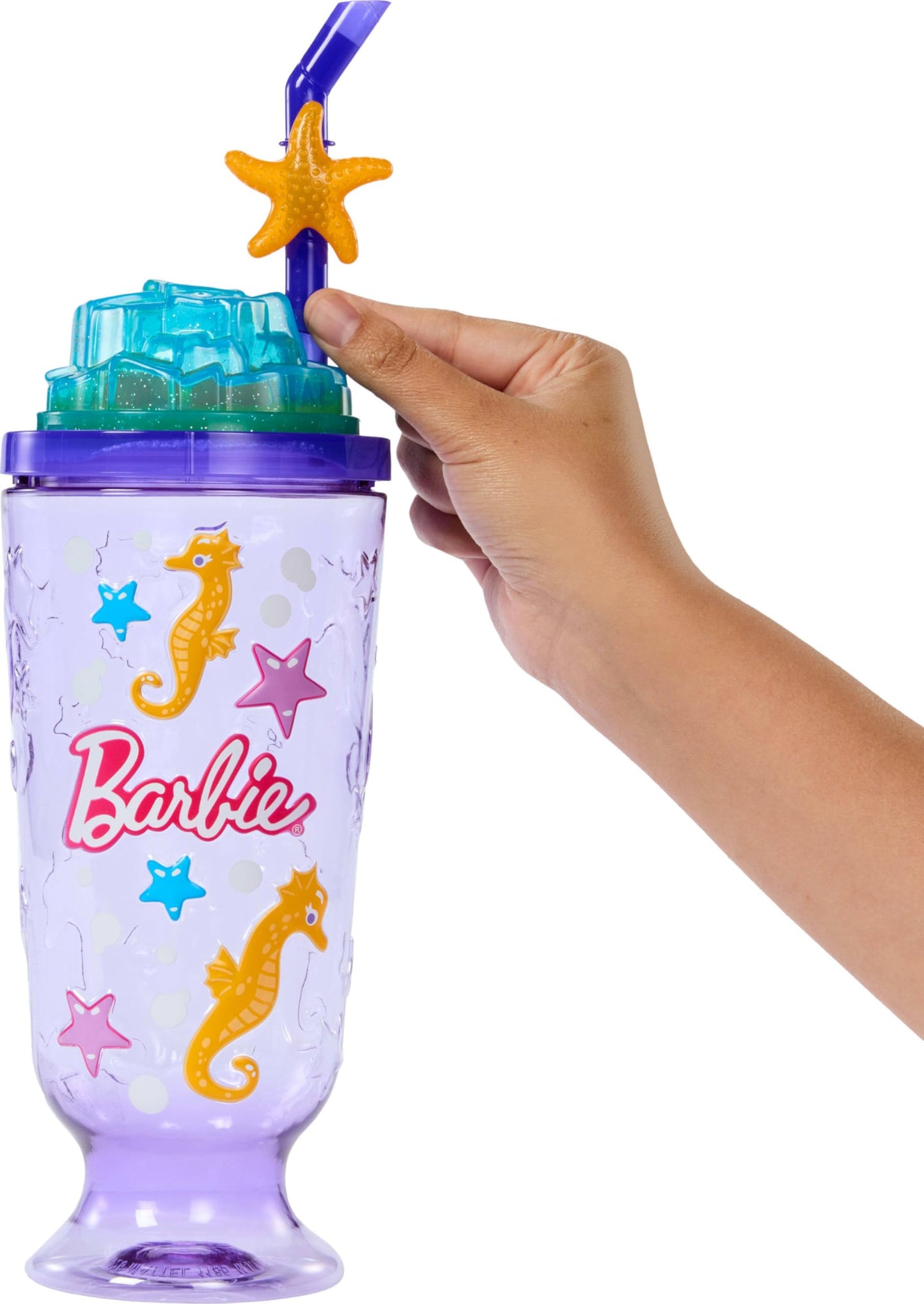 Barbie Pop Reveal Doll & Accessories, Sea Slushy Series Fashion Doll & Pet, 8 Surprises Includes Sensory Slime, and Color Change Hair
