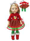 Red and Green Santa Dress for 14-Inch Dolls | Premium Quality & Trendy Design | Dolls Clothes