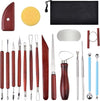Y9A5N0K3O Clay Tools 19pcs, Sculpture Clay Carving Knife Soft, with Wooden Handles and Tool Bag, for Trimming, Embossing Pattern, Sculpting, Modeling