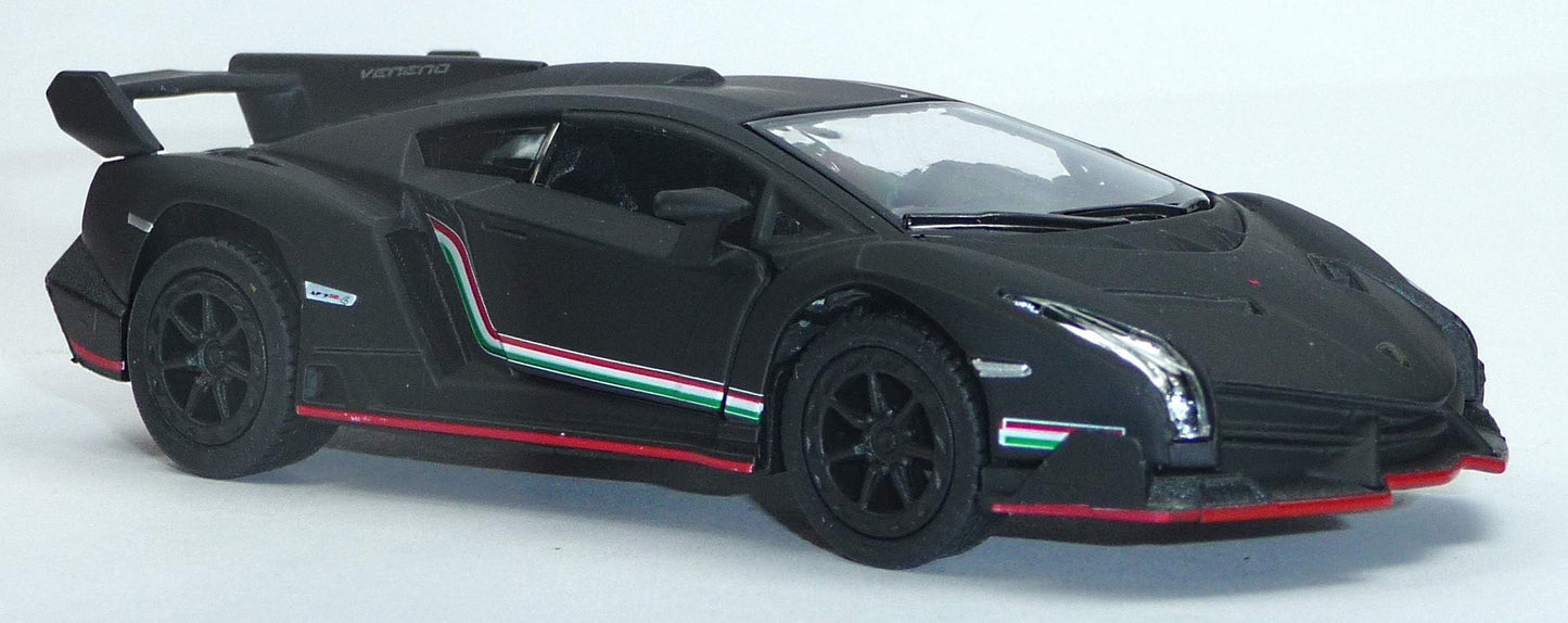 KiNSMART Lamborghini Veneno 1:36 Scale 5 Inch Die Cast Metal Model Toy Super Car (Black (Matt))