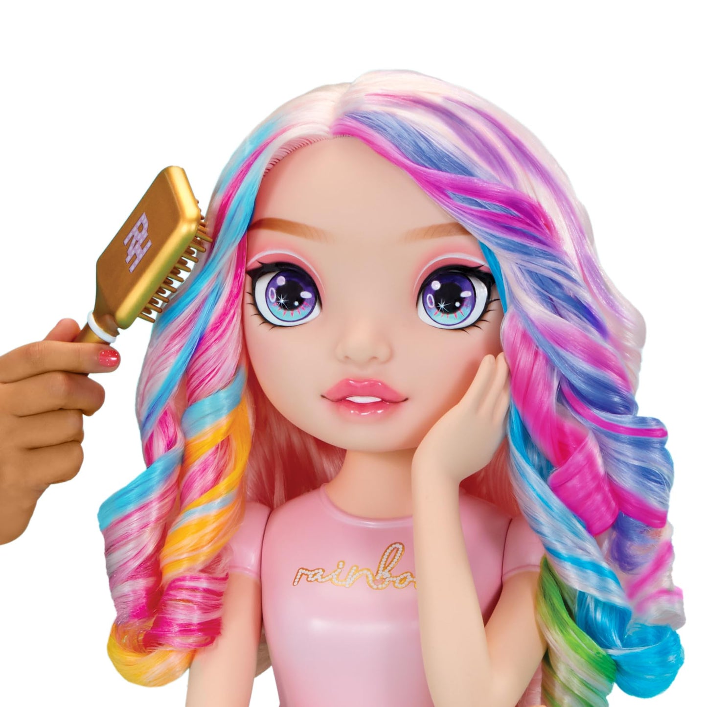 Rainbow High Styling Head - 33cm Bella - 4-in-1 Playset with Washable Hair Cream, Nail Polish, Brush and Hair Colouring Tools, Style, Colour