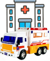 Big-Daddy Meduim Duty Friction Powered 911 Ambulance Toy Truck with Open and Close Back Doors for More Fun Play Time