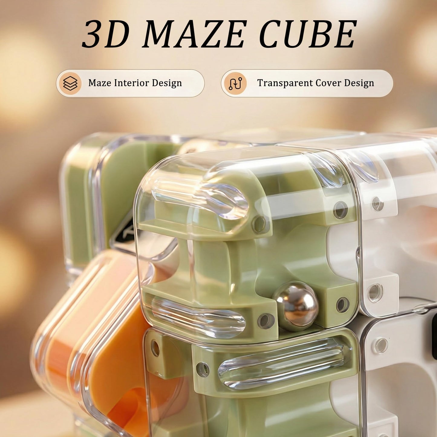 2Pc 3D Maze Cube Puzzle for Kids Adult,Roller Ball Brain Teaser Puzzles Toy