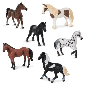 Terra by Battat Horse Figurines Set, 6 Realistic Plastic Horse Toys, Horses