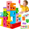 Montessori Wooden Number Building Blocks Toys for Toddlers Kids Stacking Number Blocks 1-10 Preschool Math Learning Educational Toys for 3 4 5 Year
