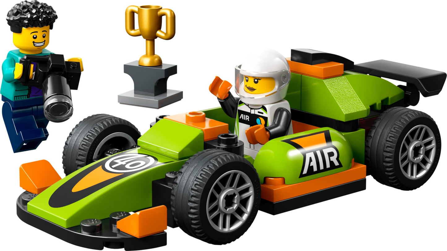 LEGO City Green Race Car Toy, Classic-Style Racing Vehicle, Small Toy Gift for Kids, Building Kit for Boys and Girls Ages 4 and Up, Photographer and