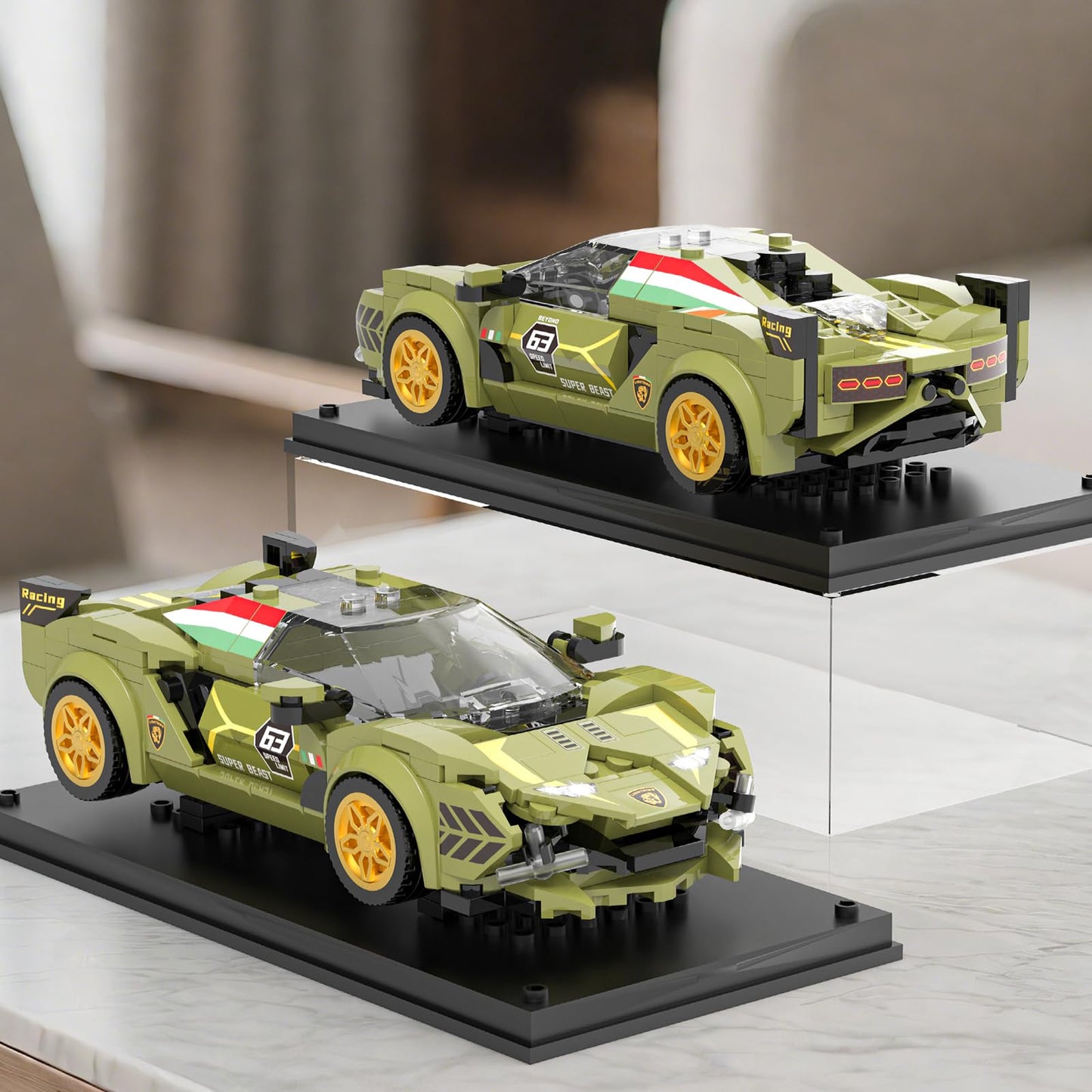 Mould King 27003 Speed Champion SIAN Racing Car Building Set & Display Case, MOC Creative Classic Cars for Boys Age 14+, Cool Vehicles Model Toys