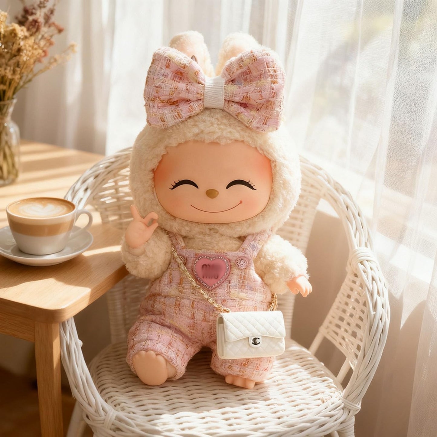 CiuZikGok Doll Clothing Set (No Doll), Cute Bow, Crossbody Bag, Dress, Suitable for 15-17cm Dolls, Outfit Accessory Set for Unique Styling (Pink-C)