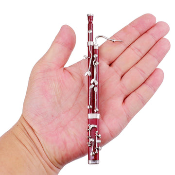 Dselvgvu Miniature Bassoon with Stand and Case Mini Musical Instrument Bassoon Replica Collectible Figurines Dollhouse Accessories Model Home