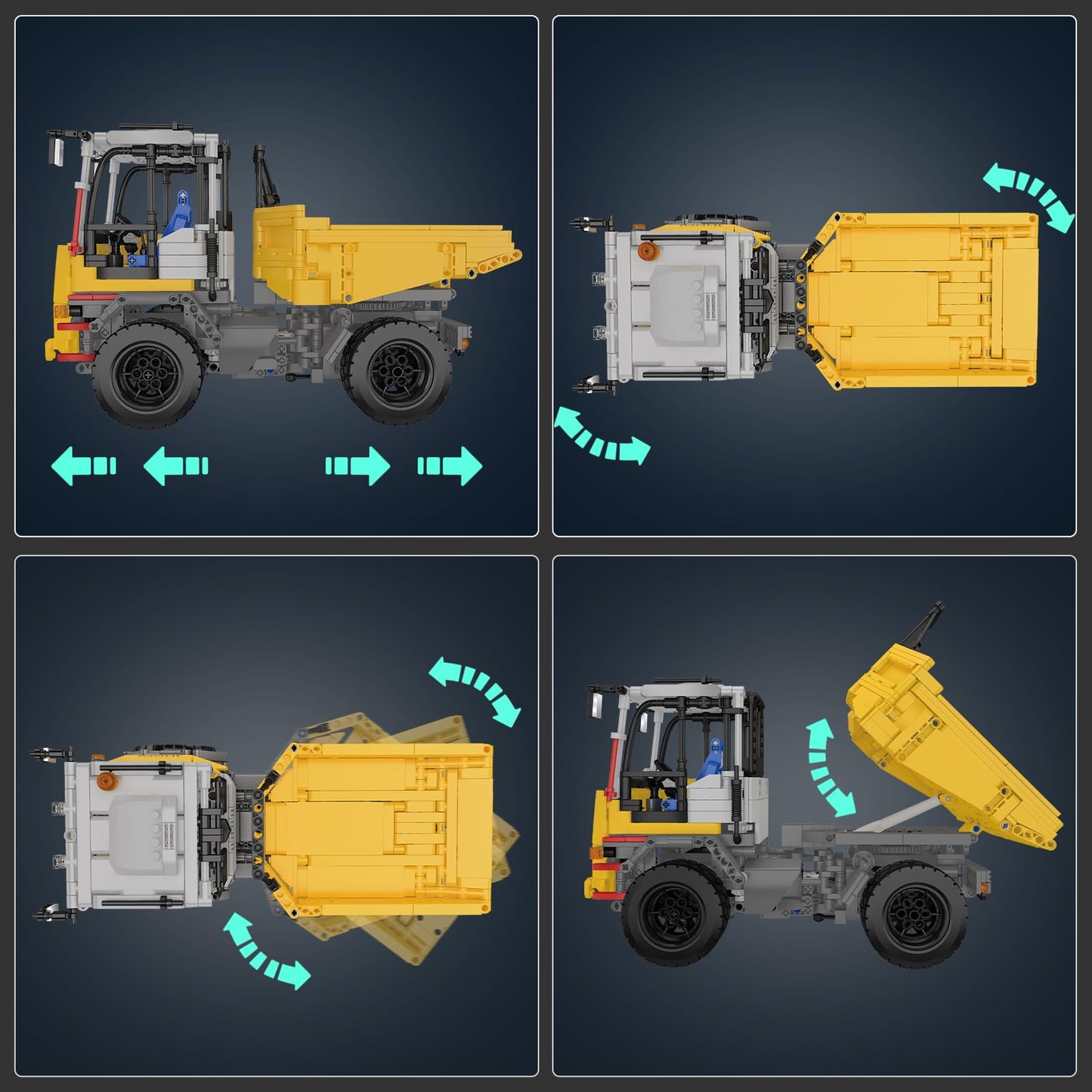Mould King 17092 Articulated Dump Truck Building Set, Engineering Vehicle with Battery and Remote Control, Collectible Set for Adults (1230 Pieces)