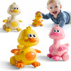 iPlay, iLearn Press to Go Duck Car Toys Set for Toddlers 1-3, Baby Push Go Racing Cars, Infant Play Vehicle Set, 1st Valentine Gift Easter Stuffer