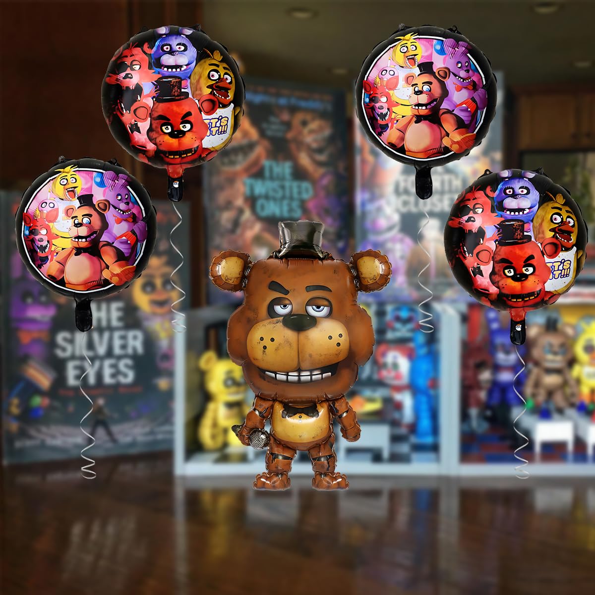 GeRRiT 5pc Birthday Party Foil Balloons For Five Nights at Freddy's Party Decorate Supplies For Five Nights at Freddy's