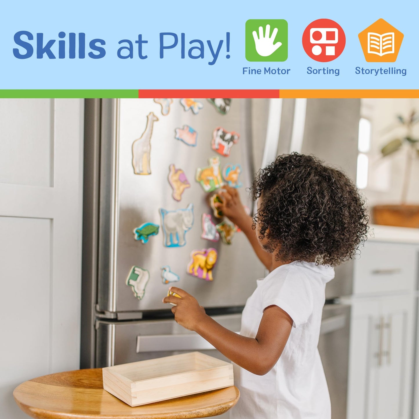 Melissa & Doug Wooden Animal Magnets Set (20 Pieces) - Farm, Zoo & Pet Fridge Magnets in Storage Box - Montessori Preschool Learning Toys for Toddlers