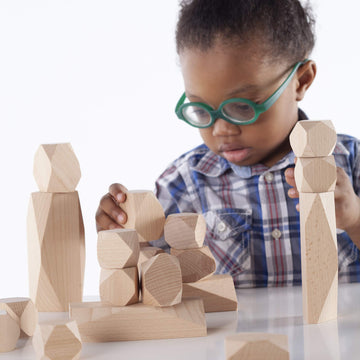 Guidecraft Wood Stackers - Standing Stones: 20 Natural Building Blocks Set for Kids, Educational Learning Toy