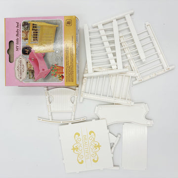 Miniature Dollhouse Furniture Set,Mini Doll Rocking Crib + Square Bed, Dollhouse Furniture Crib Wobble Toys Baby Doll Cradle White Wooden Bamboo Silk