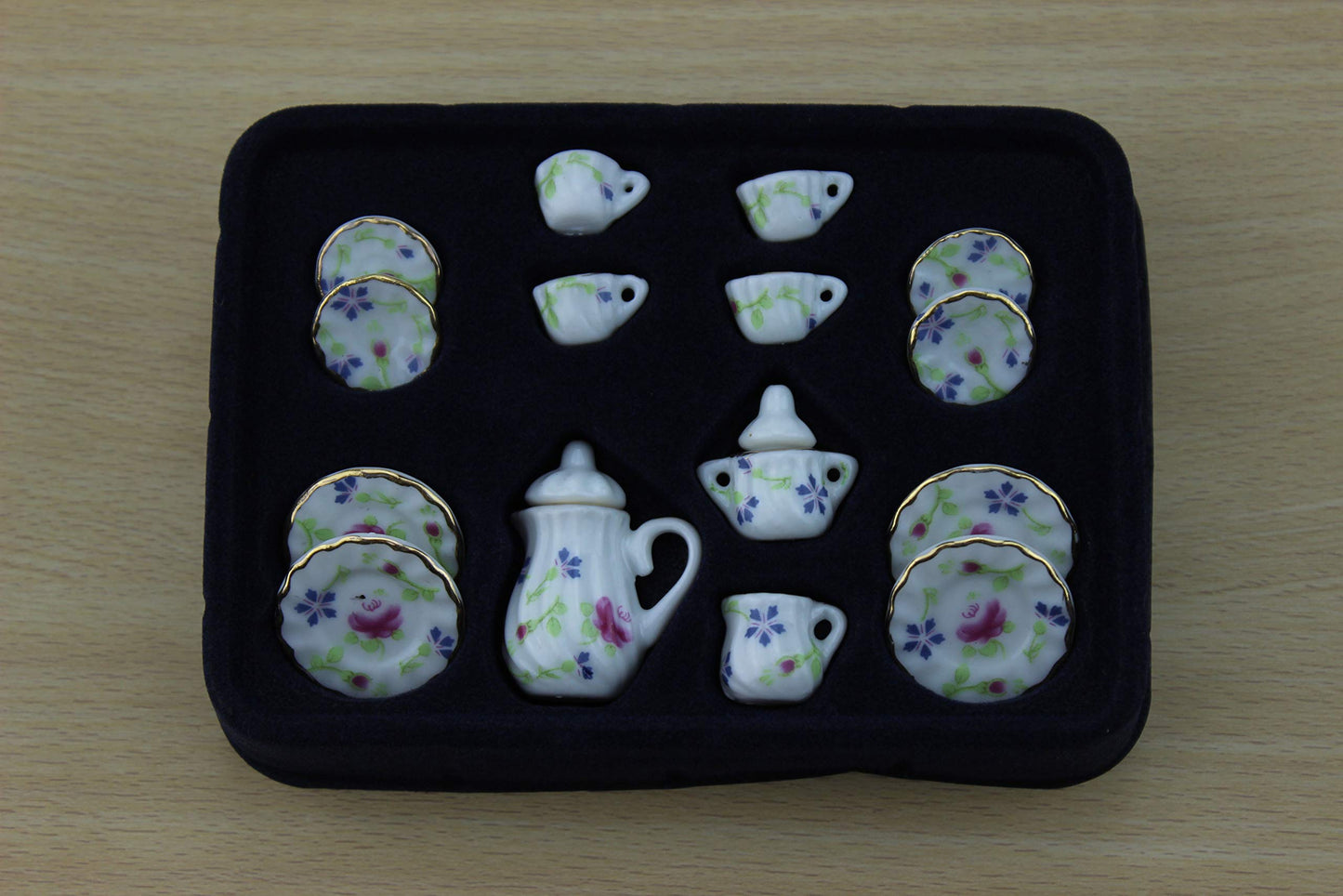 SXFSE Dollhouse Decoration Accessories, 1:12 Dollhouse Miniature Scene Model 15 PCS Porcelain Teacup and Saucer Set (F, 15 Pcs)