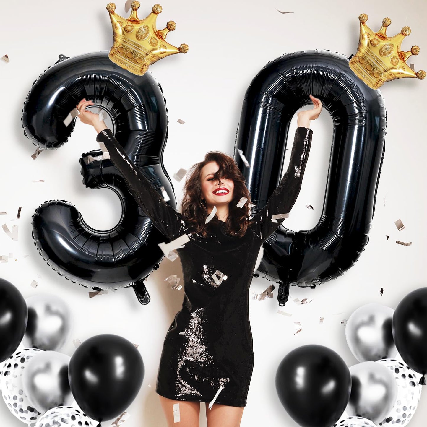 40 inch Large Black 15 Balloon Number with Gold Crown Balloons 15th Birthday Big Foil Mylar Helium Balloon for Boys Girls 15th Birthday Anniversary