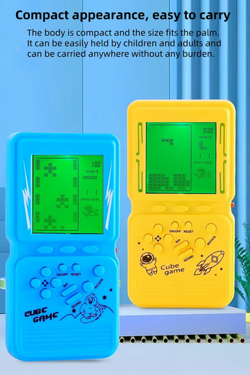 LZYCH Electronic Cube Game Console Built-in 23 Block Games Thousands of Modes Green Backlight Adjustable Difficulty/Speed Handheld Puzzle Game Retro