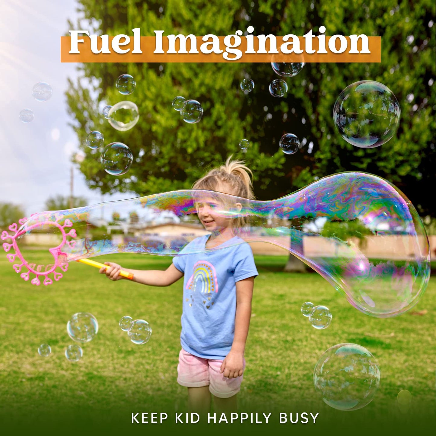 JOYIN Big Bubble Wands Set Bulk for Kids Summer Outdoor Toy Game Activity Party Favors, 18 Pcs Giant Bubble Maker with Tray, 12" Large, 6 Pcs Solution