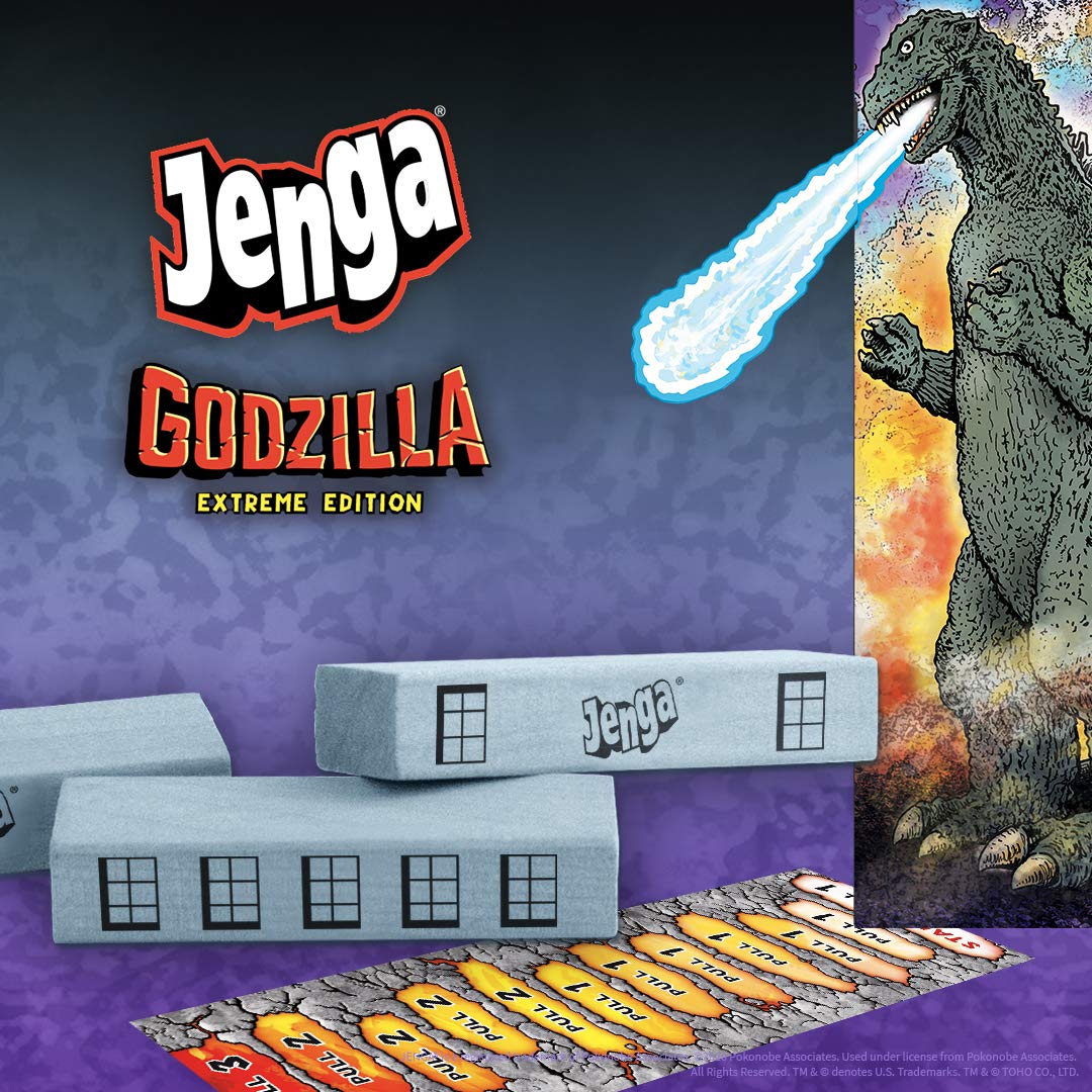 Jenga: Godzilla Extreme Edition | Based on Classic Monster Movie Franchise Godzilla | Collectible Jenga Game | Unique Gameplay Featuring Movable