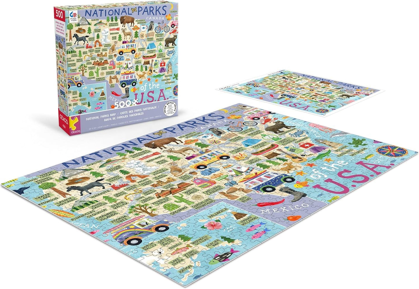 Ceaco - National Parks Map - 500 Piece Jigsaw Puzzle for Adults
