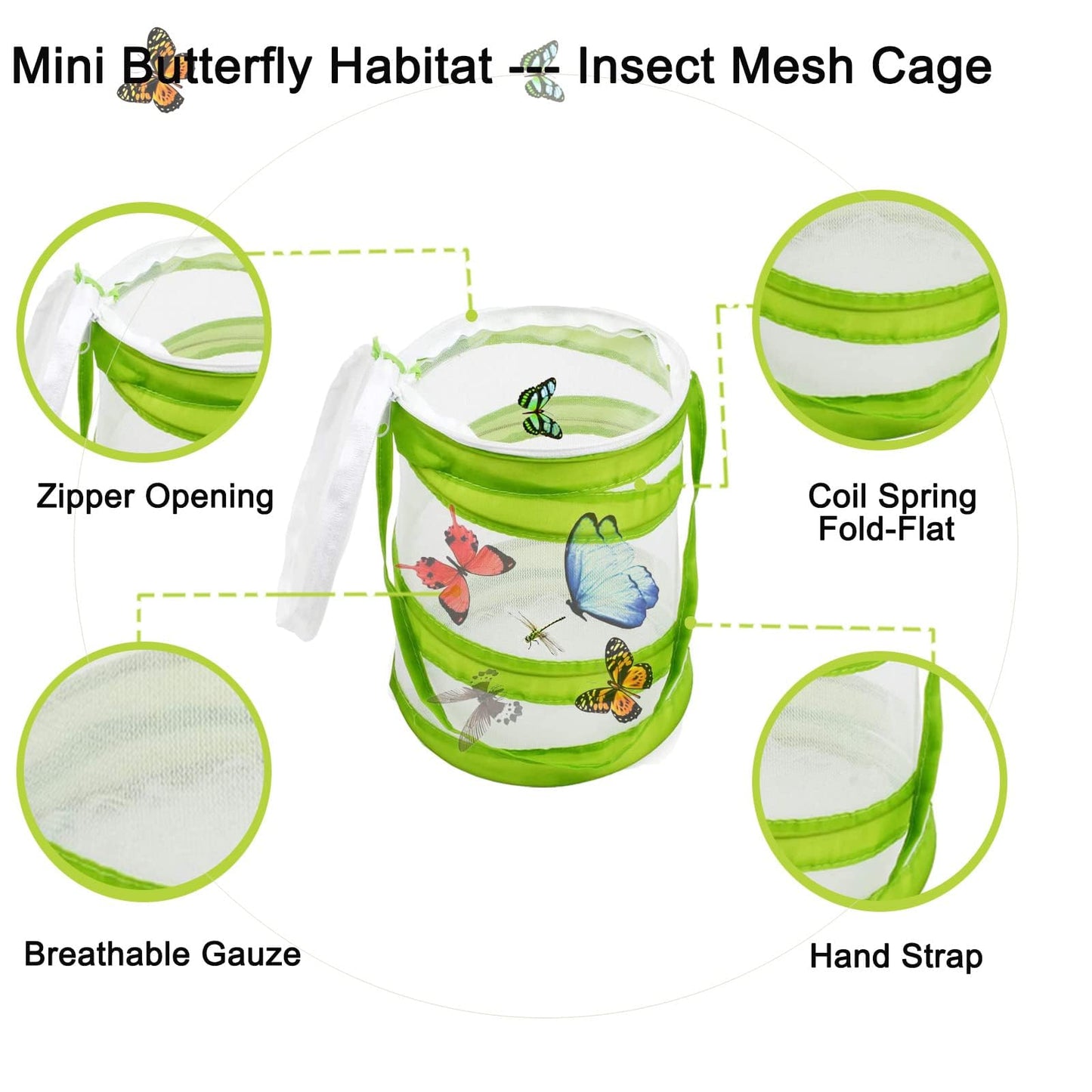 SEISSO Telescopic Butterfly Nets for Kids 3 Packs, Outdoor Explorer Catching Kits Including Catching Nets/Insect Mesh Cage/Tweezer,Great for Catching