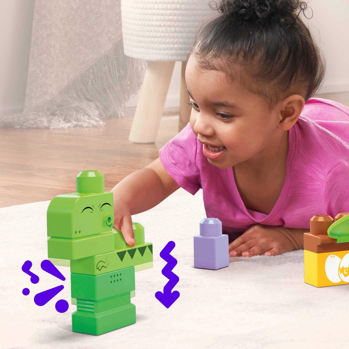 Mega Bloks Fisher-Price Toddler Building Blocks Toy Set, Squeak ‘n Chomps Dinos with 24 Pieces, 4 Buildable Animals, Ages 1+ Years