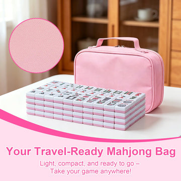 American Mahjong Tile Set with Portable Handbag - 166 Premium Tiles & Complete Accessories, 3 Dice, Chips, Wind Indicator & Full-Color Rulebook