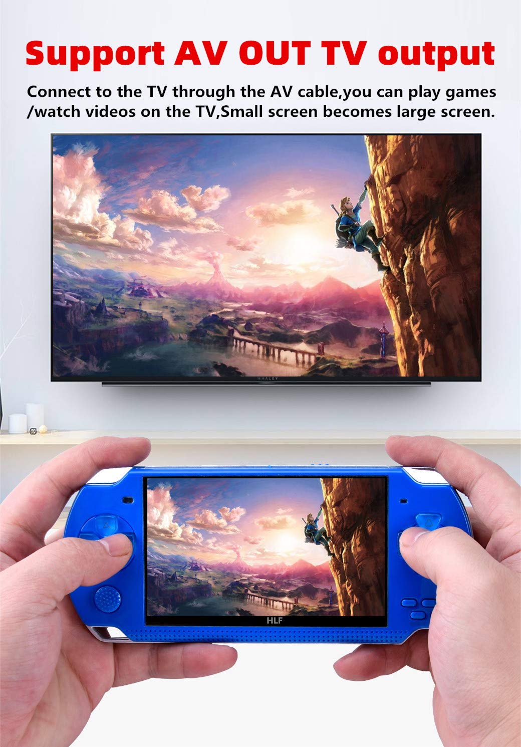 HLF Video Game Console 4.3 inch 8GB Built-in 2000 Retrp Classic Games for Multiple Simulators Game can save multiple progress Video/Music/E-Book