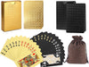 jcoral 2 Pack Diamond Playing Cards Black Gold Poker Cards Waterproof Plastic Black and Gold Foil Playing Cards Highly Flexible,2 Decks of Cards