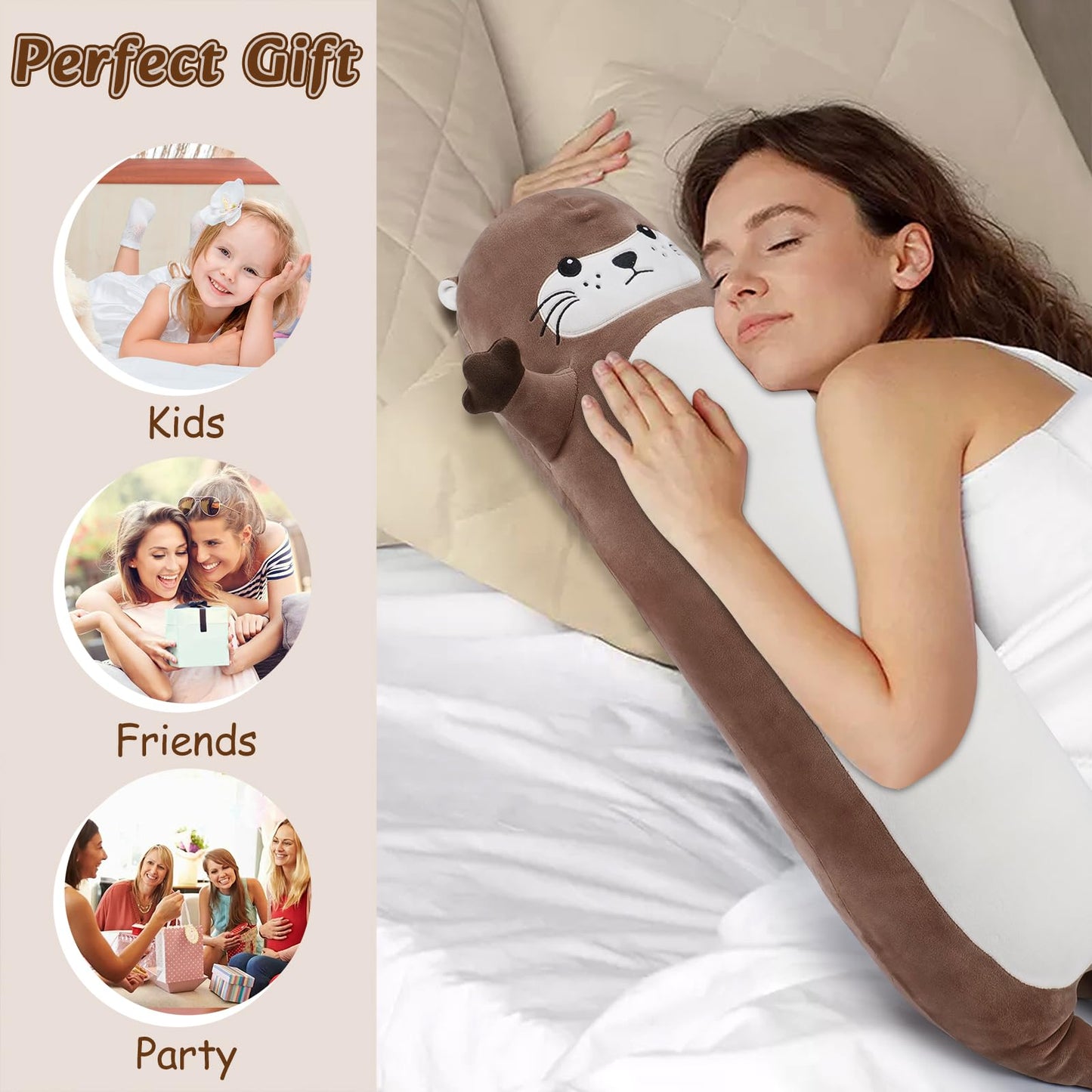 Sprinqdawin Large Otter Stuffed Animal,33.5” Long Otter Plush,Cute Plushies Animal Body Pillow,Kawaii Big Plush Toys Animals Gifts,Animals Sleeping