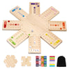 Wooden Board Game, Family Party Game for 2 to 8 Players, Includes 3 Hubs, 32 Marbles and 16 Dice