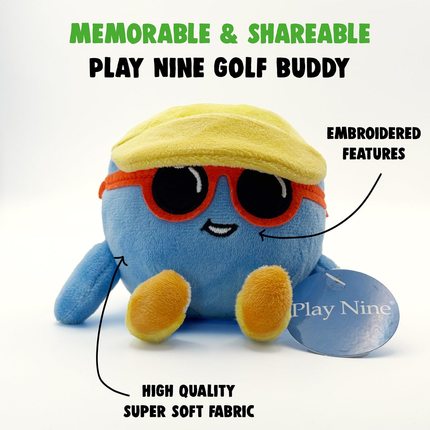 Play Nine Plush Golf Ball 4” Gimme Character Fans, Collectors, and Golfers, Official Plush Toy