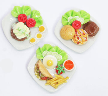 Set 3 Dollhouse Miniature Food Taco,Hamburg Steak and Burger Kitchen Food Accessories Dollhouse Miniature