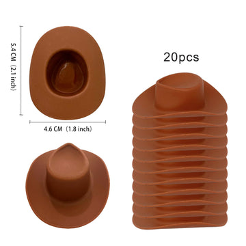 Gexolenu 20 Pcs Plastic Mini Cowboy Hat Decoration Western Cowgirl Hat Doll Hats for Dollhouse Party Decoration Boy Girl Birthday Cake Decor
